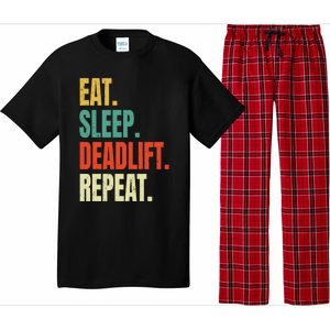 Eat Sleep Deadlift Repeat Weightlifting Fitness Gym Retro Gift Pajama Set