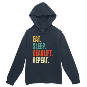 Eat Sleep Deadlift Repeat Weightlifting Fitness Gym Retro Gift Urban Pullover Hoodie