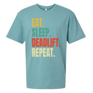 Eat Sleep Deadlift Repeat Weightlifting Fitness Gym Retro Gift Sueded Cloud Jersey T-Shirt