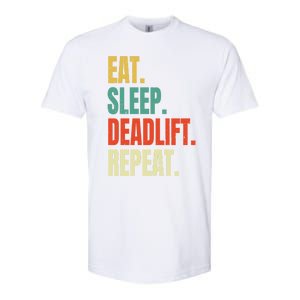 Eat Sleep Deadlift Repeat Weightlifting Fitness Gym Retro Gift Softstyle CVC T-Shirt