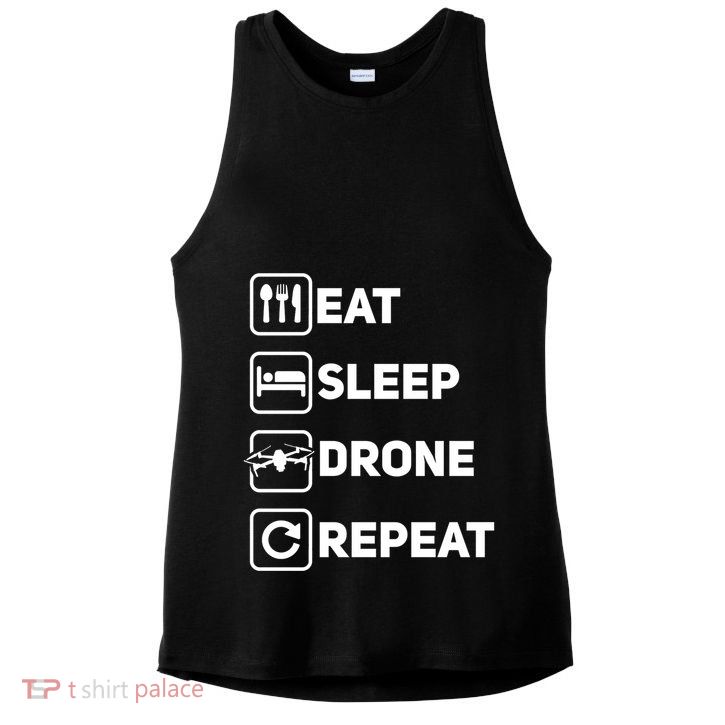 Eat Sleep Drone Repeat Funny Drone Pilot Flying Cute Gift Ladies PosiCharge Tri-Blend Wicking Tank