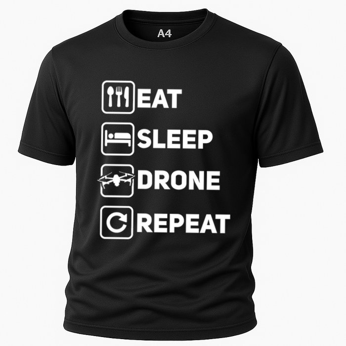 Eat Sleep Drone Repeat Funny Drone Pilot Flying Cute Gift Cooling Performance Crew T-Shirt