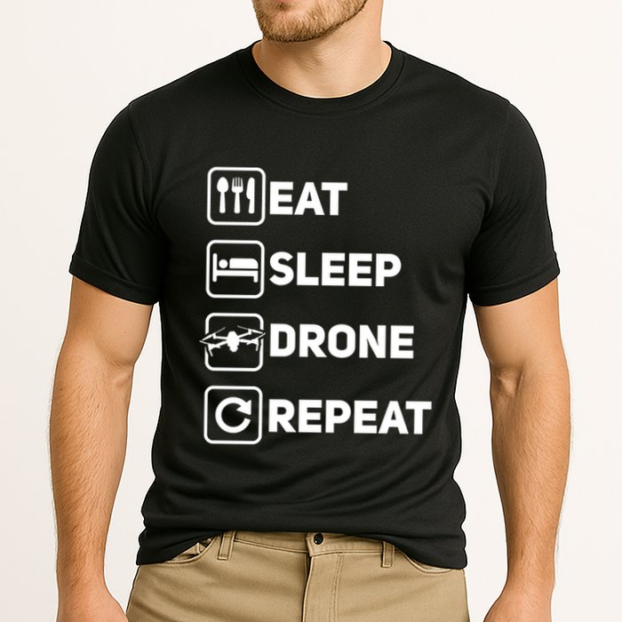 Eat Sleep Drone Repeat Funny Drone Pilot Flying Cute Gift Cooling Performance Crew T-Shirt