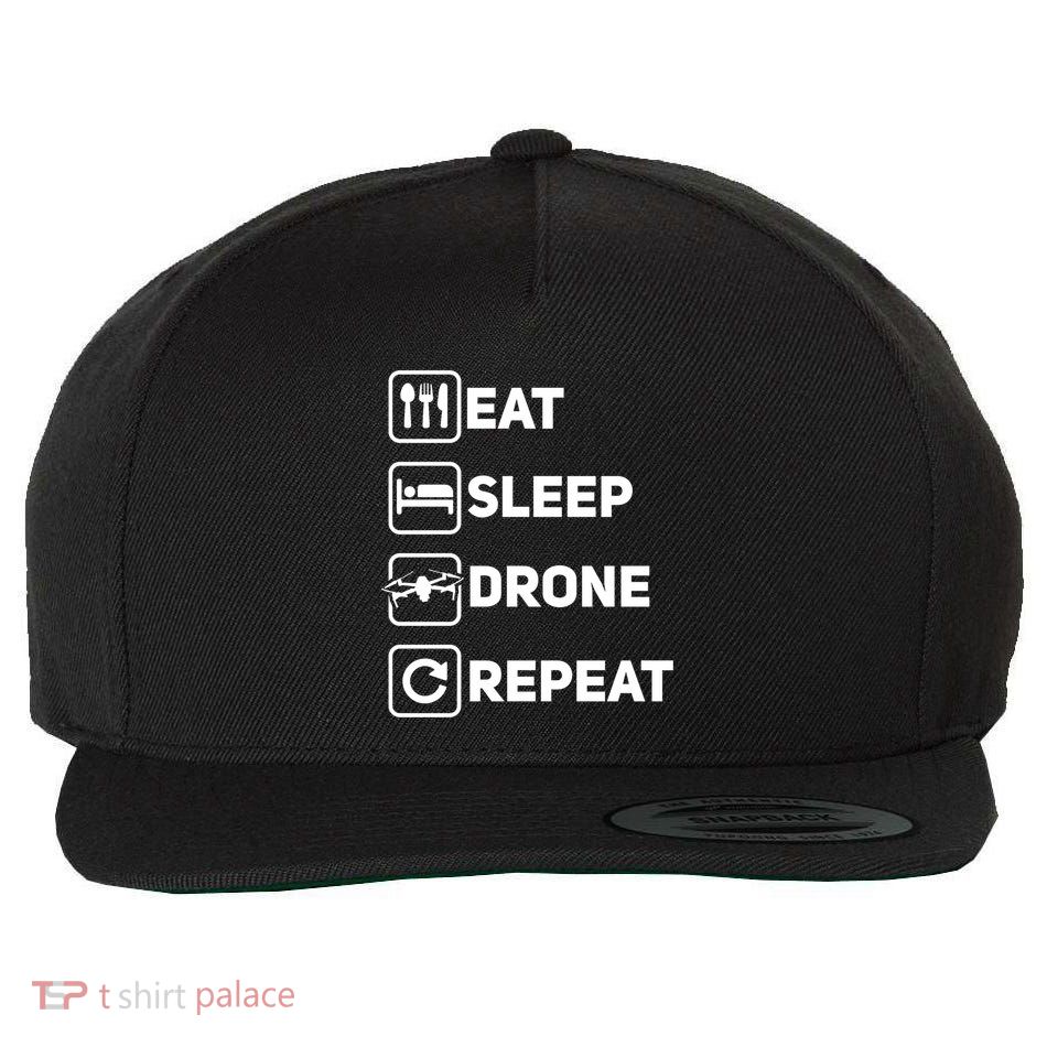 Eat Sleep Drone Repeat Funny Drone Pilot Flying Cute Gift Wool Snapback Cap