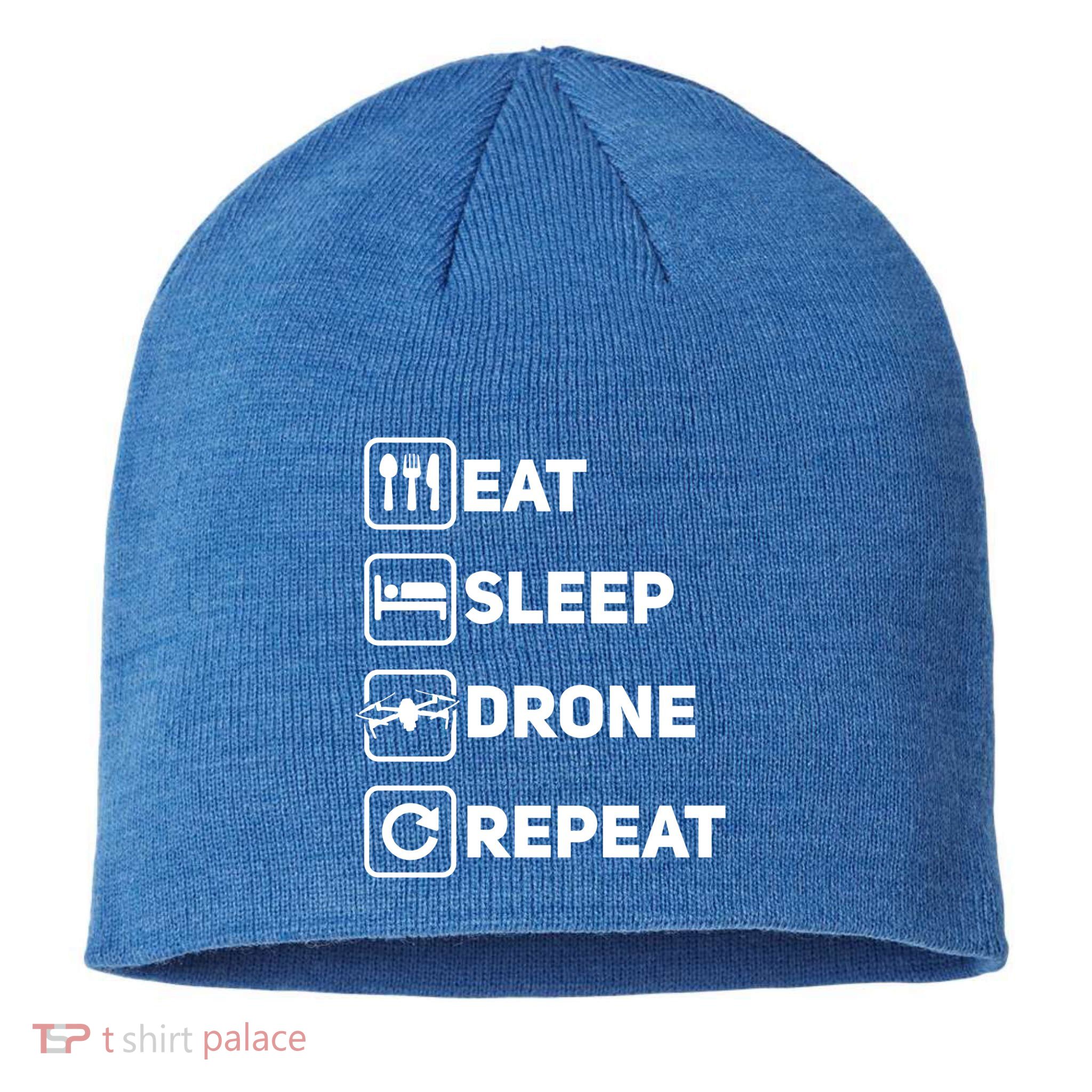 Eat Sleep Drone Repeat Funny Drone Pilot Flying Cute Gift Sustainable Beanie