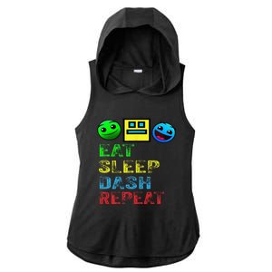 Eat Sleep Dash Repeat Video Game Geometry Video Gamer Gift Ladies PosiCharge Tri-Blend Wicking Draft Hoodie Tank