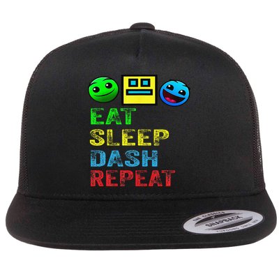 Eat Sleep Dash Repeat Video Game Geometry Video Gamer Gift Flatbill Hat
