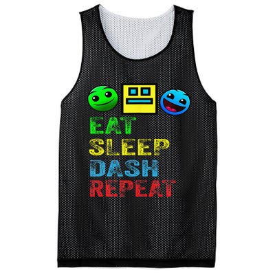Eat Sleep Dash Repeat Video Game Geometry Video Gamer Gift Mesh Reversible Basketball Jersey Tank