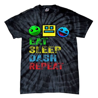 Eat Sleep Dash Repeat Video Game Geometry Video Gamer Gift Tie-Dye T-Shirt