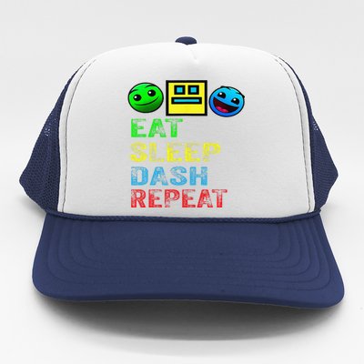 Eat Sleep Dash Repeat Video Game Geometry Video Gamer Gift Trucker Hat