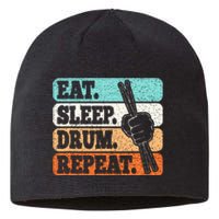 Eat Sleep Drum Repeat Funny Drummer Drumming Lover Retro Sustainable Beanie