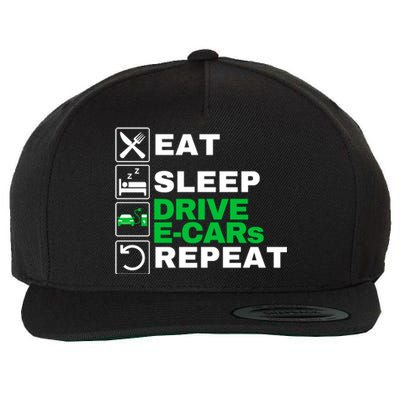 Eat Sleep Drive ECars Drive Electric Funny Electric Vehicle Wool Snapback Cap