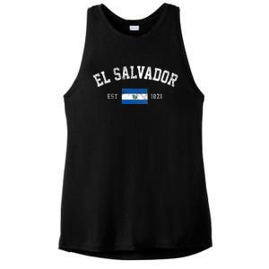 El Salvador Est. 1821 Salvadoran Flag Independence Day Ladies PosiCharge Tri-Blend Wicking Tank