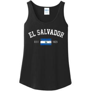 El Salvador Est. 1821 Salvadoran Flag Independence Day Ladies Essential Tank