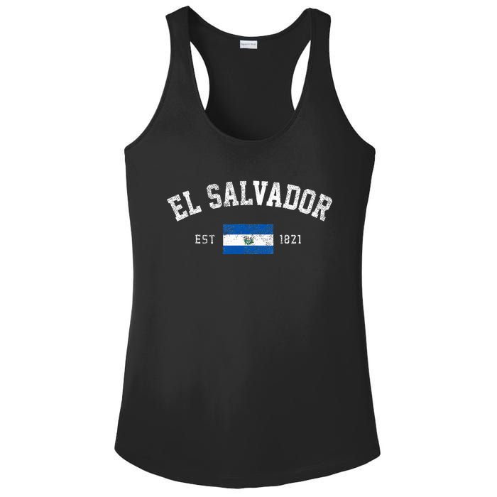 El Salvador Est. 1821 Salvadoran Flag Independence Day Ladies PosiCharge Competitor Racerback Tank