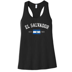 El Salvador Est. 1821 Salvadoran Flag Independence Day Women's Racerback Tank