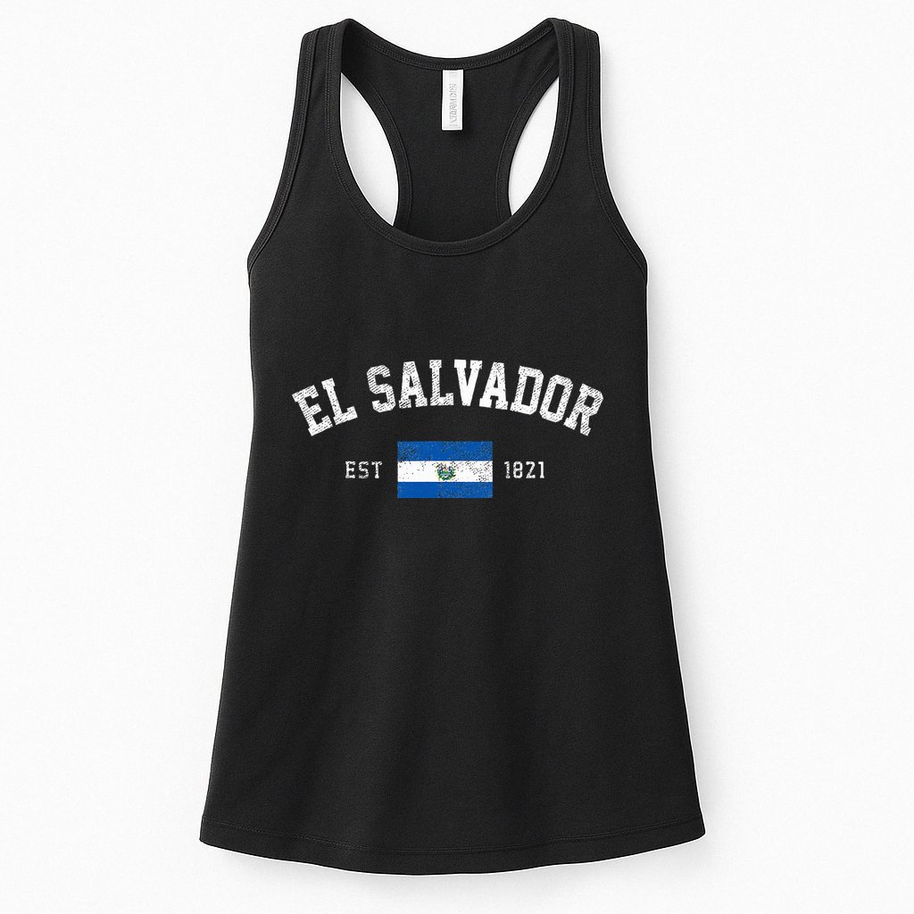 El Salvador Est. 1821 Salvadoran Flag Independence Day Womens Tank Top