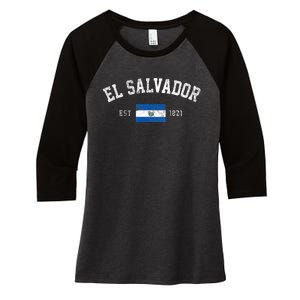 El Salvador Est. 1821 Salvadoran Flag Independence Day Women's Tri-Blend 3/4-Sleeve Raglan Shirt