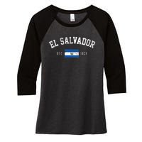 El Salvador Est. 1821 Salvadoran Flag Independence Day Women's Tri-Blend 3/4-Sleeve Raglan Shirt