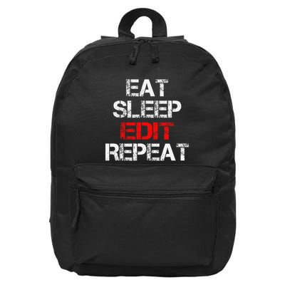 Eat Sleep Edit Repeat Editor Writer Journalist Reporter 16 in Basic Backpack