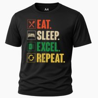 Eat Sleep Excel Repeat Funny Vintage Retro Excel Cooling Performance Crew T-Shirt