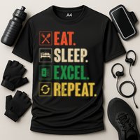 Eat Sleep Excel Repeat Funny Vintage Retro Excel Cooling Performance Crew T-Shirt