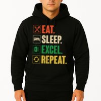 Eat Sleep Excel Repeat Funny Vintage Retro Excel Hoodie