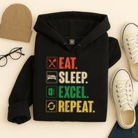 Eat Sleep Excel Repeat Funny Vintage Retro Excel Hoodie