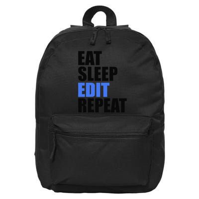 Eat Sleep Edit Repeat Editor Writer Journalist Reporter 16 in Basic Backpack