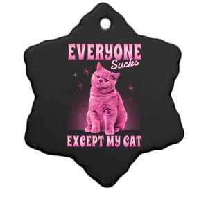 Everyone Sucks Except My Cat Ceramic Star Ornament