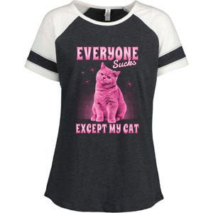 Everyone Sucks Except My Cat Enza Ladies Jersey Colorblock Tee