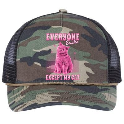 Everyone Sucks Except My Cat Retro Rope Trucker Hat Cap