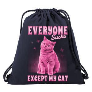 Everyone Sucks Except My Cat Drawstring Bag