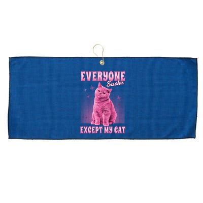 Everyone Sucks Except My Cat Large Microfiber Waffle Golf Towel