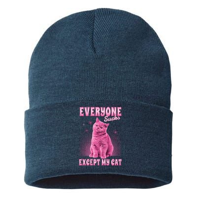 Everyone Sucks Except My Cat Sustainable Knit Beanie