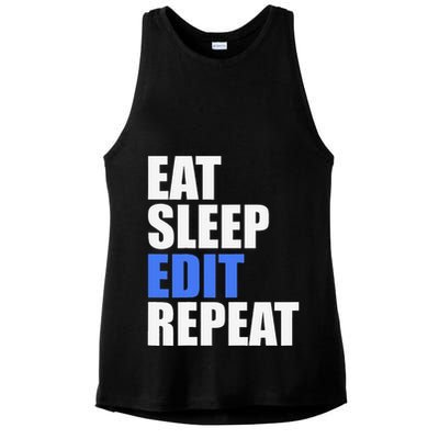 Eat Sleep Edit Repeat Editor Writer Journalist Reporter Ladies PosiCharge Tri-Blend Wicking Tank