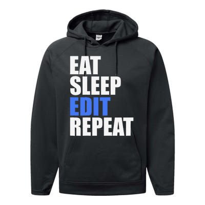 Eat Sleep Edit Repeat Editor Writer Journalist Reporter Performance Fleece Hoodie