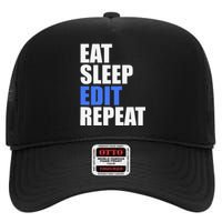 Eat Sleep Edit Repeat Editor Writer Journalist Reporter High Crown Mesh Back Trucker Hat