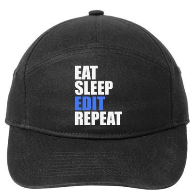 Eat Sleep Edit Repeat Editor Writer Journalist Reporter 7-Panel Snapback Hat