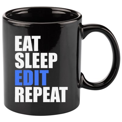 Eat Sleep Edit Repeat Editor Writer Journalist Reporter 11oz C Handle Ceramic Mug