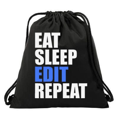 Eat Sleep Edit Repeat Editor Writer Journalist Reporter Drawstring Bag