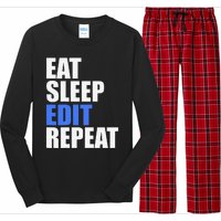 Eat Sleep Edit Repeat Editor Writer Journalist Reporter Long Sleeve Pajama Set