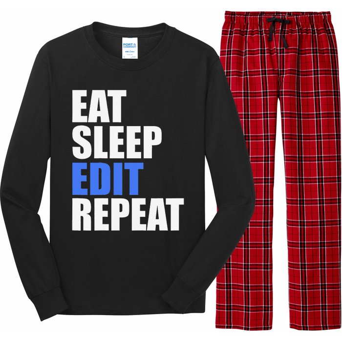 Eat Sleep Edit Repeat Editor Writer Journalist Reporter Long Sleeve Pajama Set