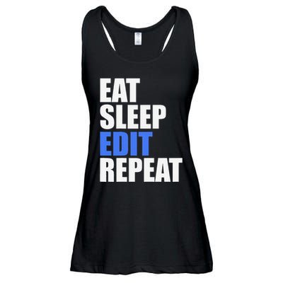 Eat Sleep Edit Repeat Editor Writer Journalist Reporter Ladies Essential Flowy Tank