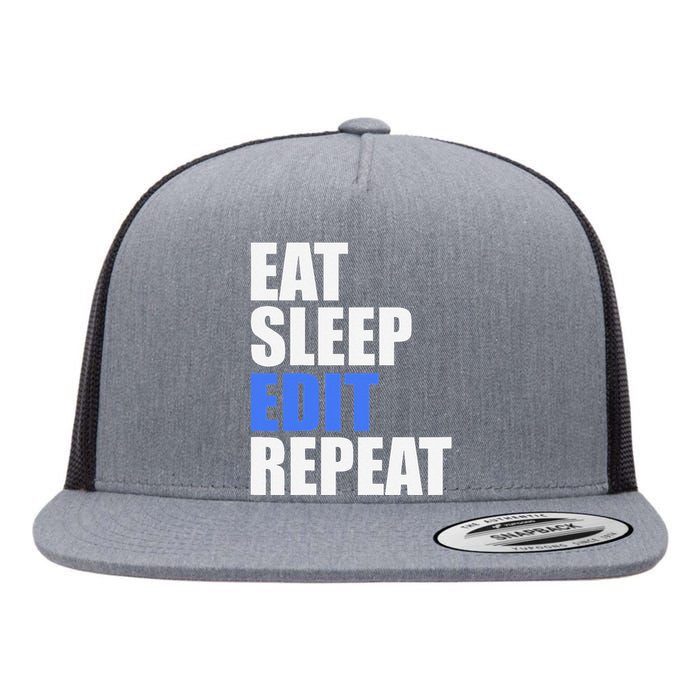 Eat Sleep Edit Repeat Editor Writer Journalist Reporter Flat Bill Trucker Hat