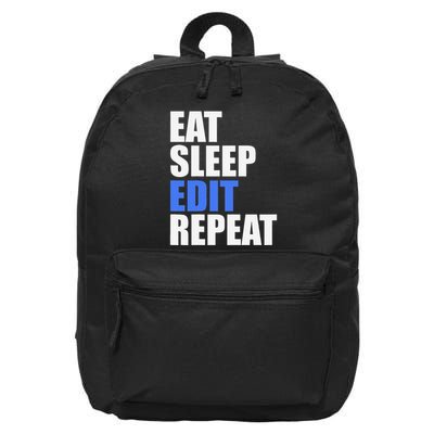 Eat Sleep Edit Repeat Editor Writer Journalist Reporter 16 in Basic Backpack