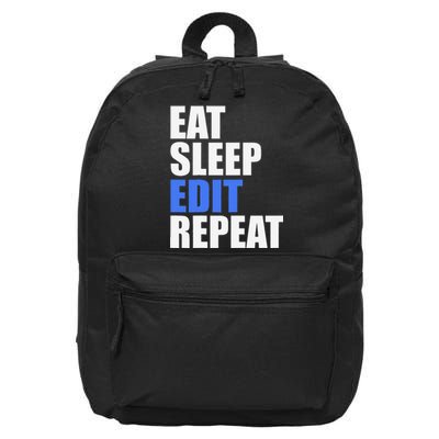 Eat Sleep Edit Repeat Editor Writer Journalist Reporter 16 in Basic Backpack