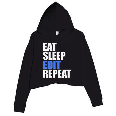 Eat Sleep Edit Repeat Editor Writer Journalist Reporter Crop Fleece Hoodie
