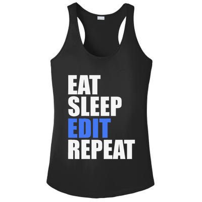 Eat Sleep Edit Repeat Editor Writer Journalist Reporter Ladies PosiCharge Competitor Racerback Tank