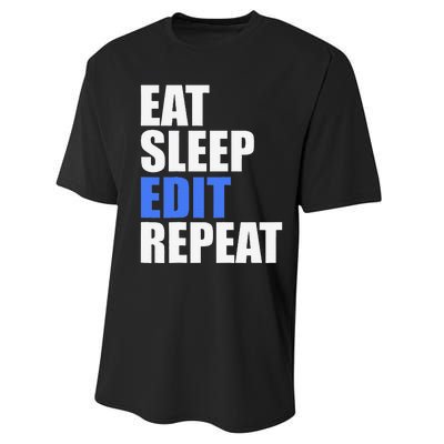 Eat Sleep Edit Repeat Editor Writer Journalist Reporter Performance Sprint T-Shirt